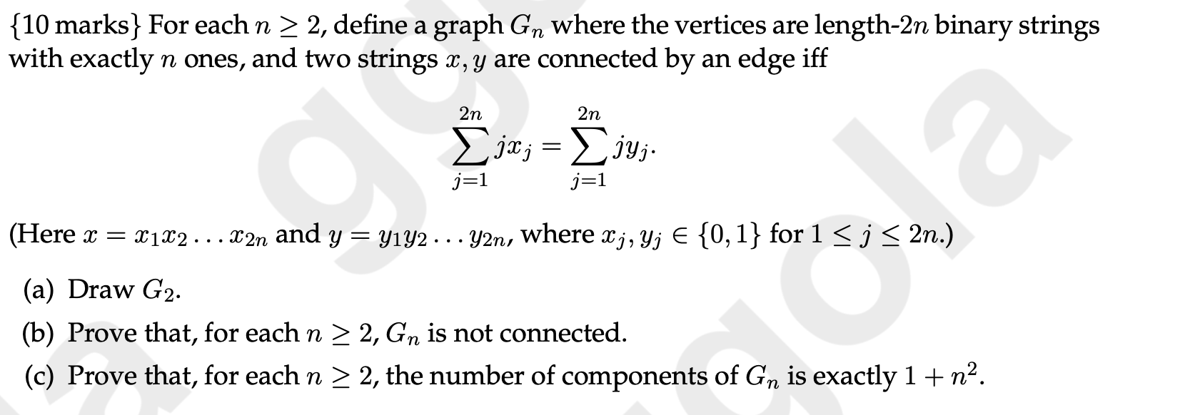 10 Marks For Each N 2 Define A Graph Gn Where Chegg Com
