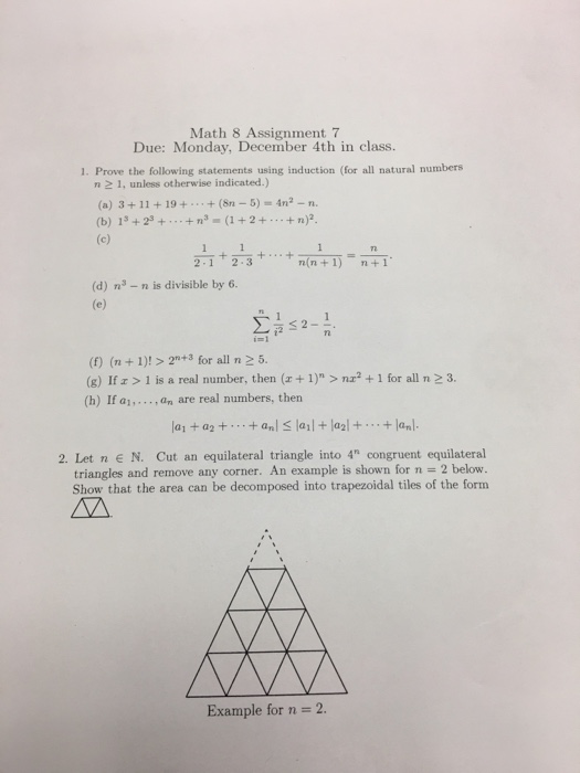 Solved Math 8 Assignment 7 Due: Monday, December 4th In | Chegg.com