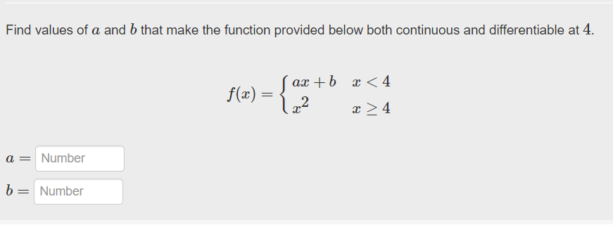 Solved Find Values Of A And B ﻿that Make The Function | Chegg.com