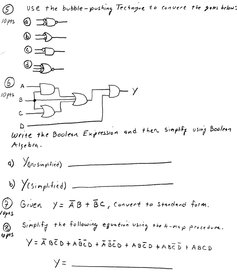 Solved (5) Use the bubble-pushing Technigue to convert the | Chegg.com