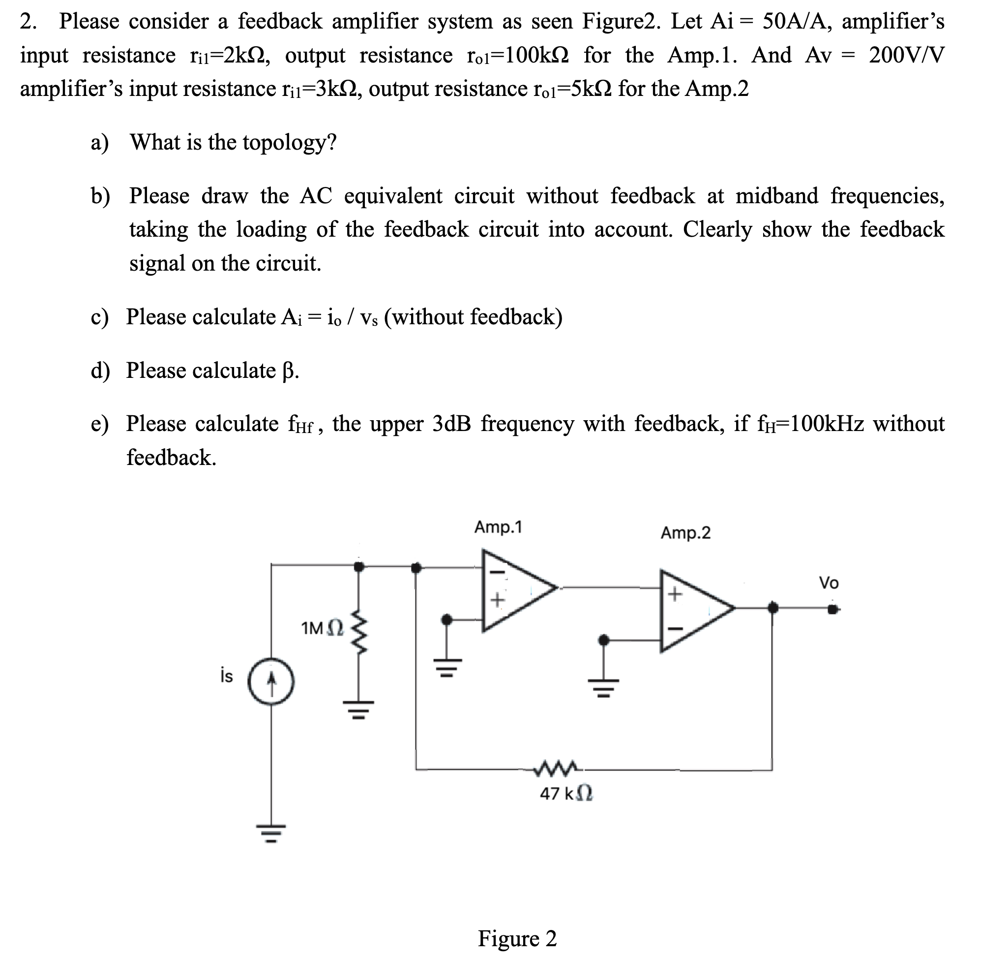 Solved 2. Please Consider A Feedback Amplifier System As | Chegg.com