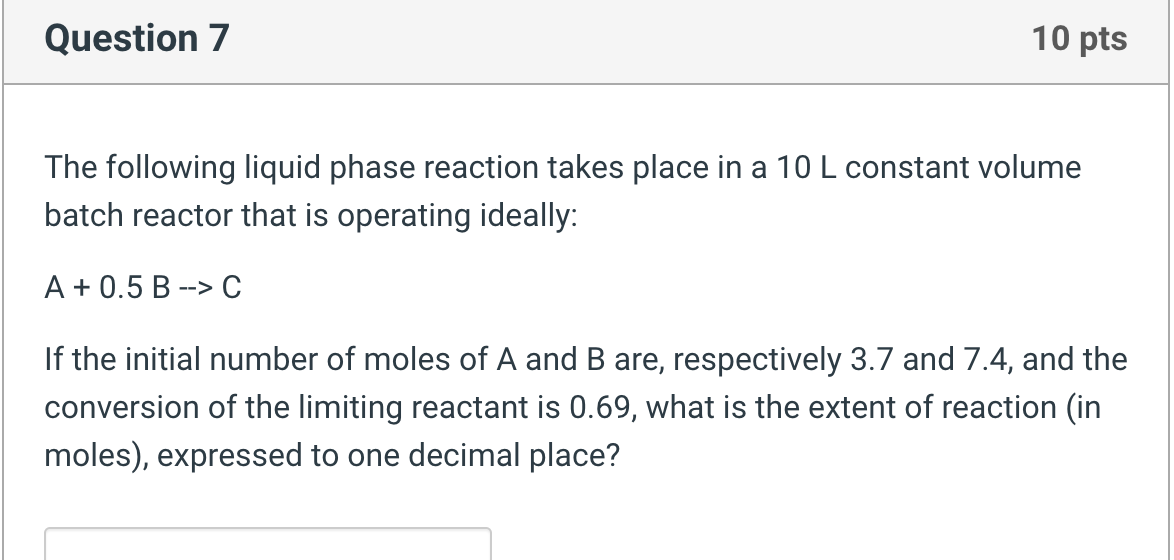 Solved The following liquid phase reaction takes place in a | Chegg.com