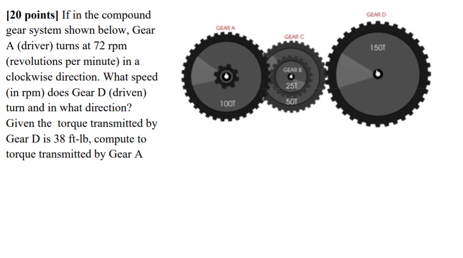 Solved GEARD GEAR A GEAR C 1501 GEARB [20 points] If in the | Chegg.com