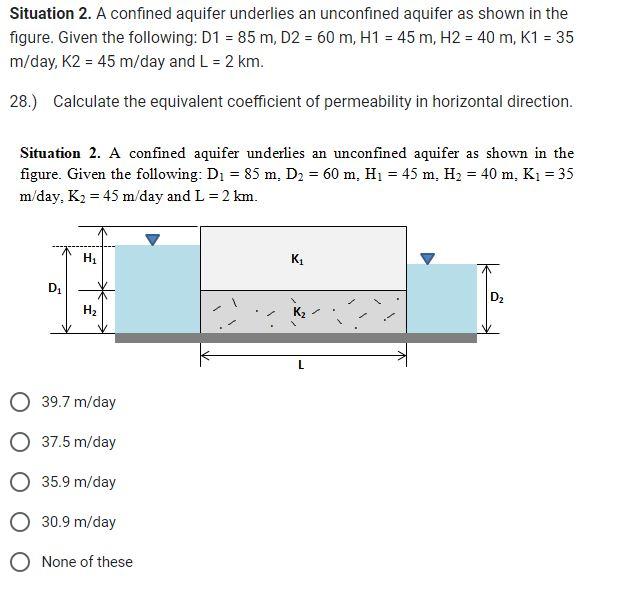 Solved Situation 2. A confined aquifer underlies an | Chegg.com