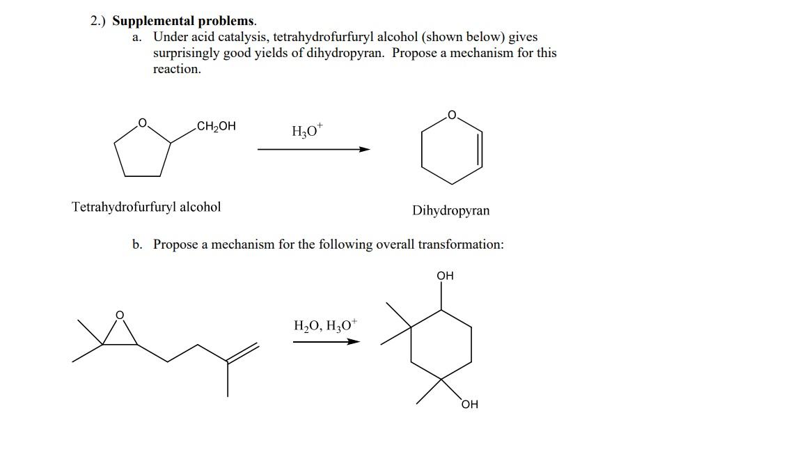 Solved 2.) Supplemental problems. a. Under acid catalysis, | Chegg.com