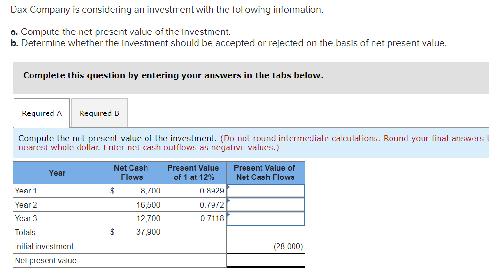 Solved Dax Company Is Considering An Investment With The | Chegg.com