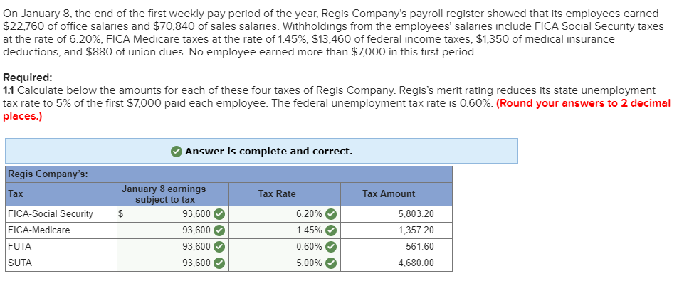 Solved On January 8 The End Of The First Weekly Pay Period Chegg