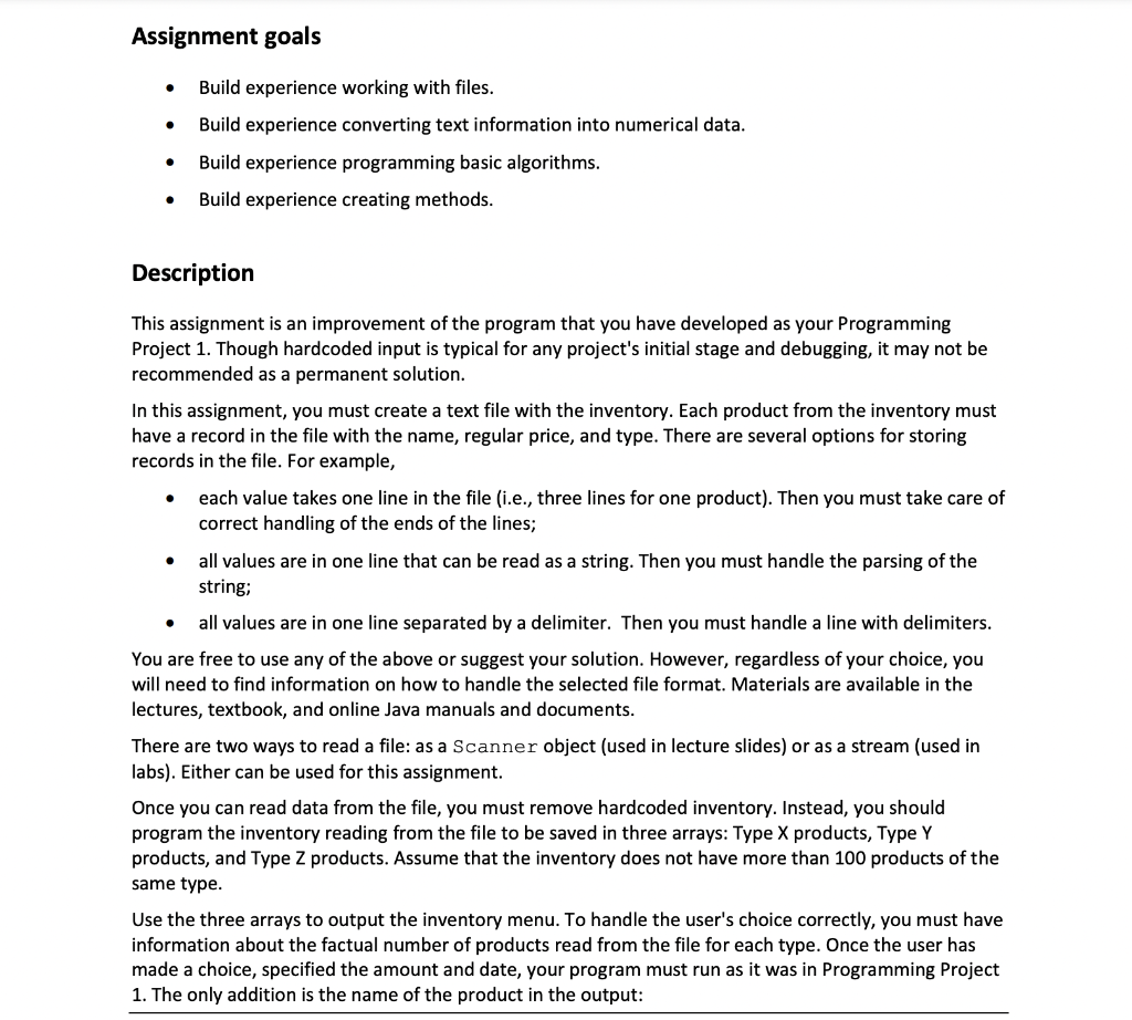 Solved Assignment goals . Build experience working with | Chegg.com