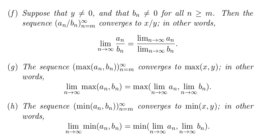 Solved Theorem 6 1 19 Limit Laws Let An Nem And Bn N Chegg Com