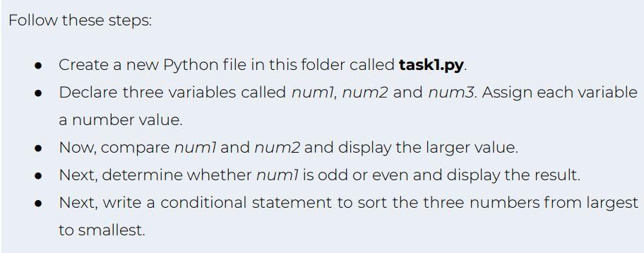 Solved Follow these steps: Create a new Python file in this | Chegg.com