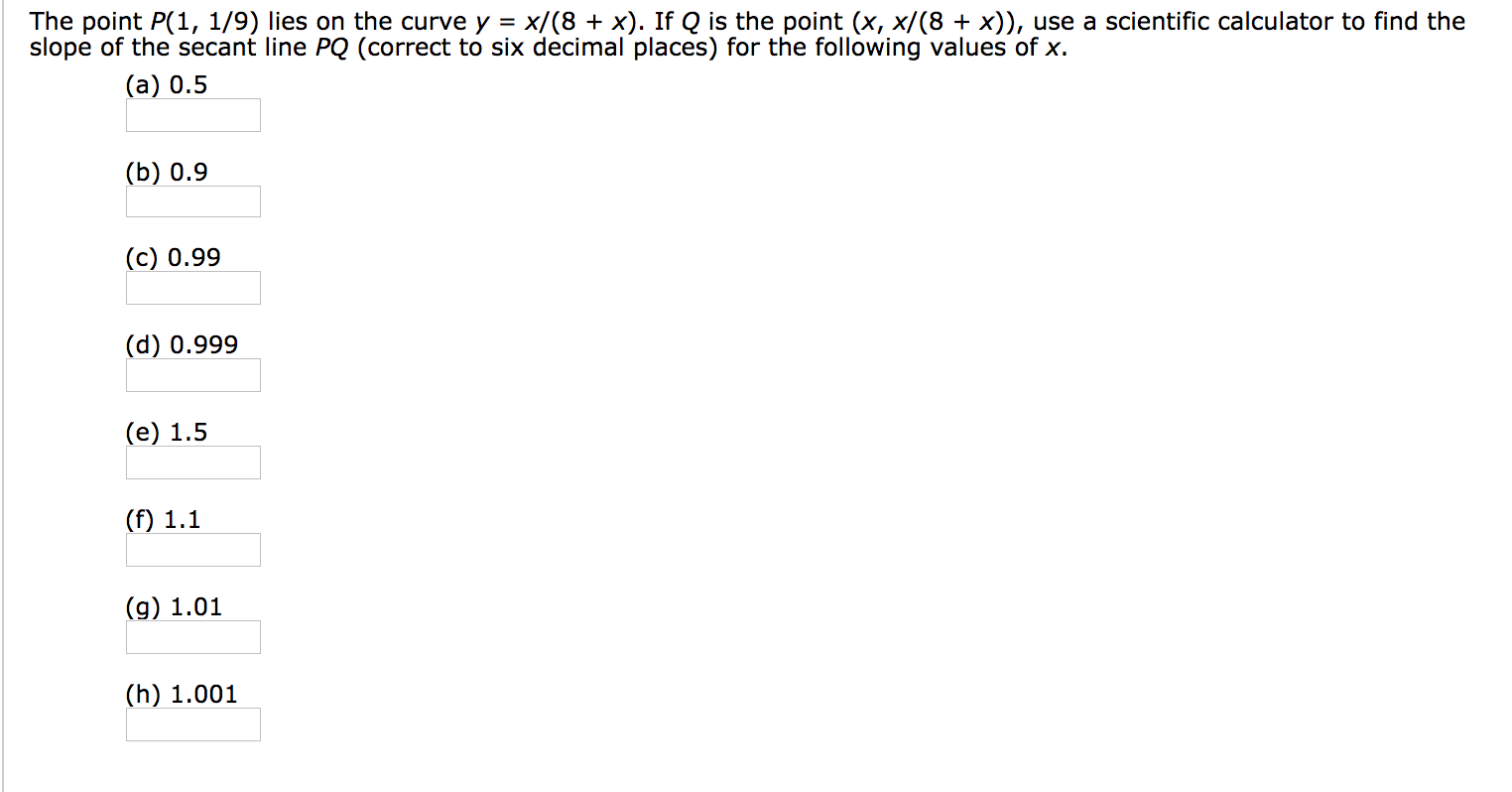 Solved The point P(1, 1/9) lies on the curve y = x/(8 + x). | Chegg.com