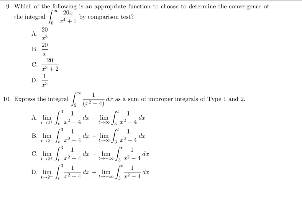 Solved the integralſ 9. Which of the following is an | Chegg.com