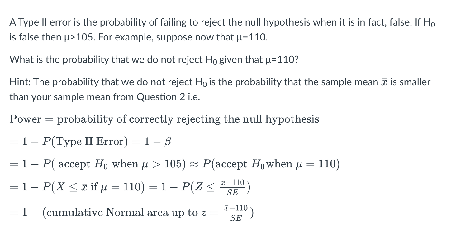 Solved A Type II error is the probability of failing to | Chegg.com
