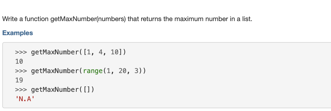 Solved Write a function getMaxNumber(numbers) that returns | Chegg.com