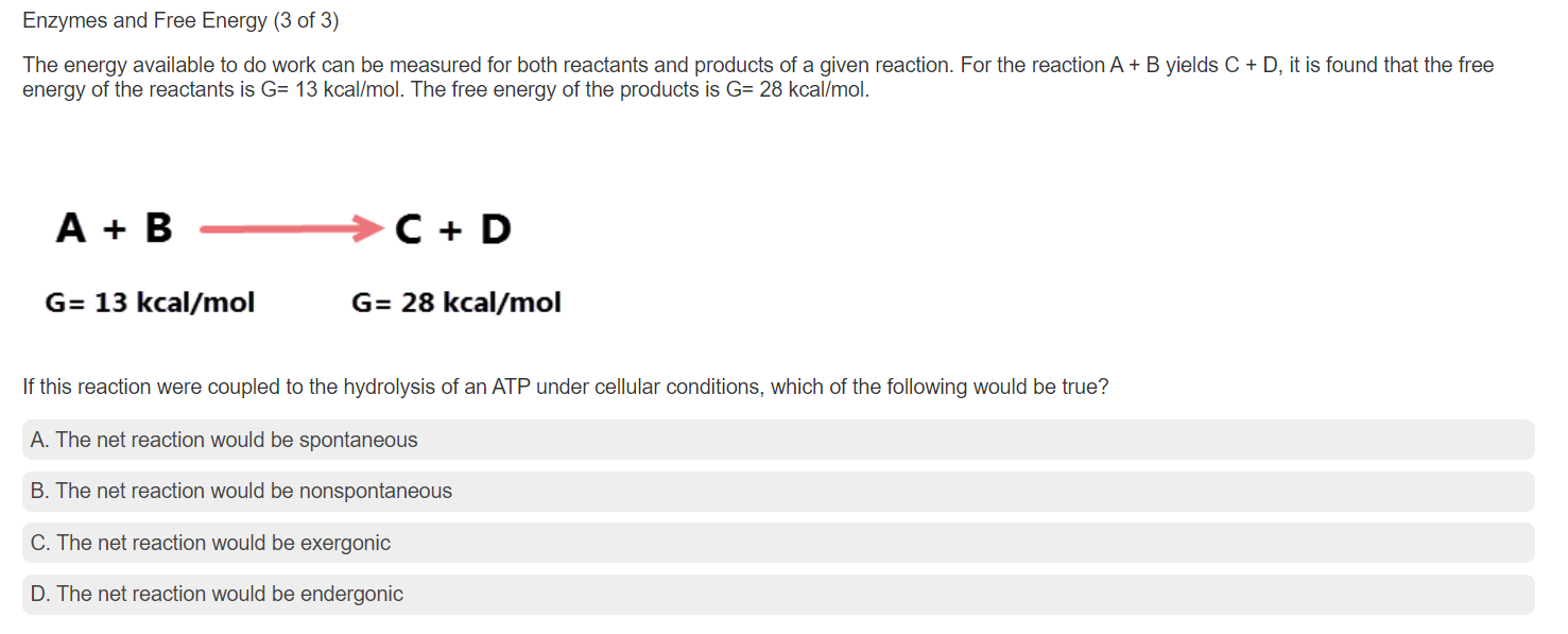 Solved Enzymes And Free Energy (3 Of 3) The Energy Available | Chegg.com