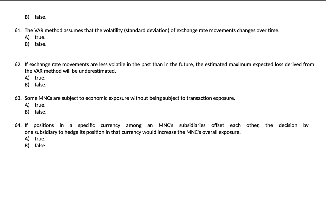 Solved b false 61 the var method assumes that the chegg