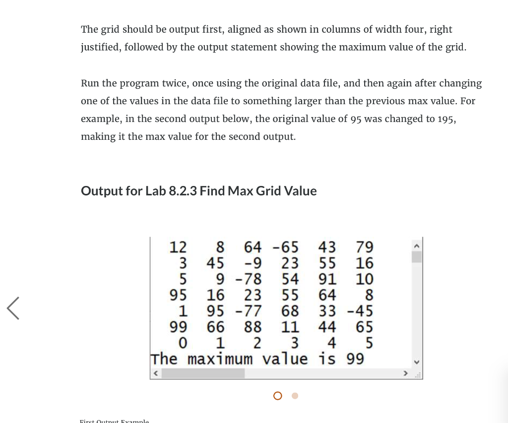 Solved Lab 8.2.3 Find Max Grid Value Select a code solution | Chegg.com