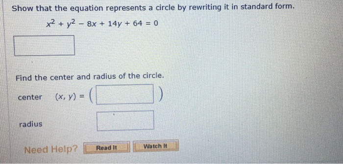 Solved Show that the equation represents a circle by | Chegg.com