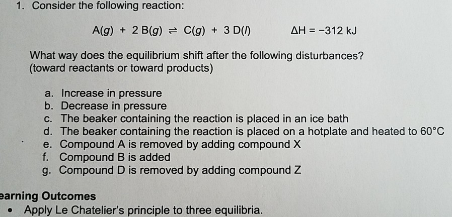 Solved 1. Consider the following reaction: A(g) + 2 B(g) | Chegg.com