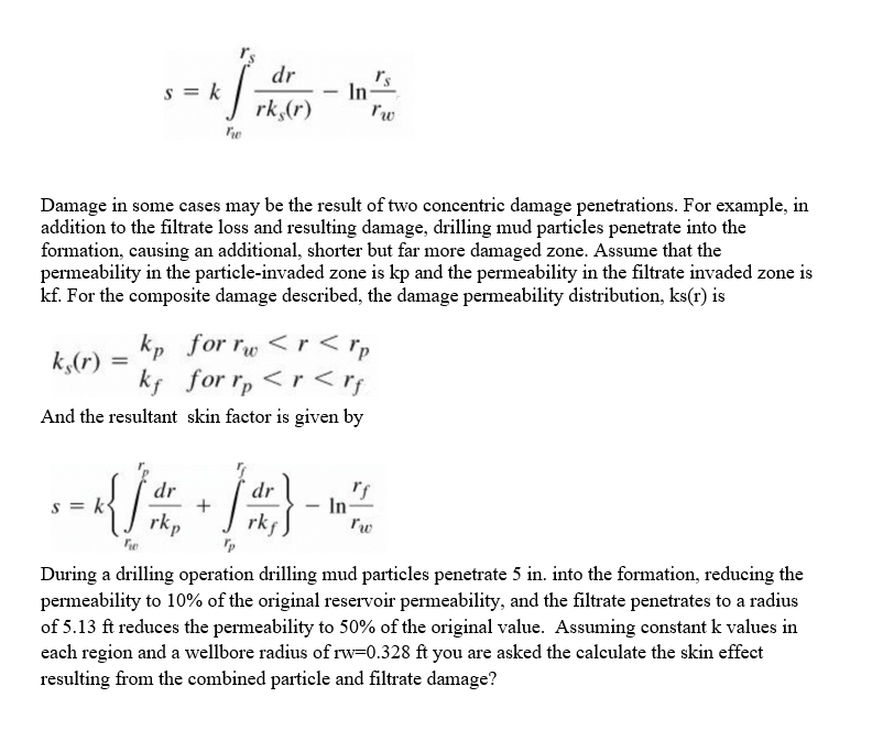 Solved 2. Assume that a well has a radius rw equal to 0.328 | Chegg.com