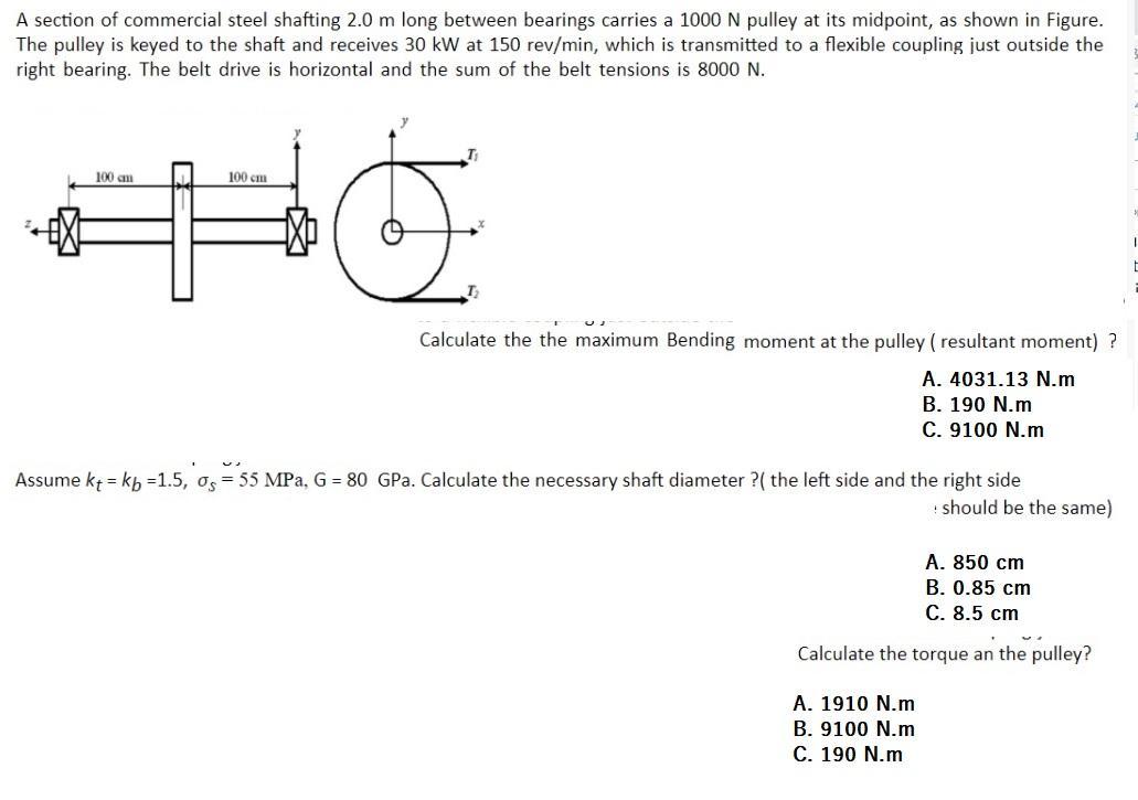 Solved A section of commercial steel shafting 2.0 m long