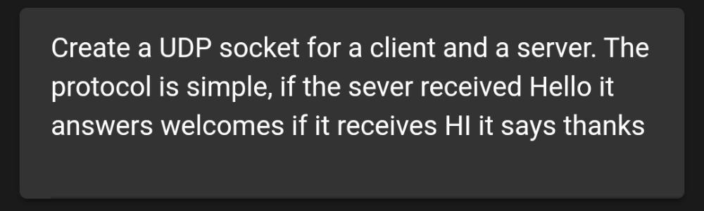 Solved Create A UDP Socket For A Client And A Server. The | Chegg.com