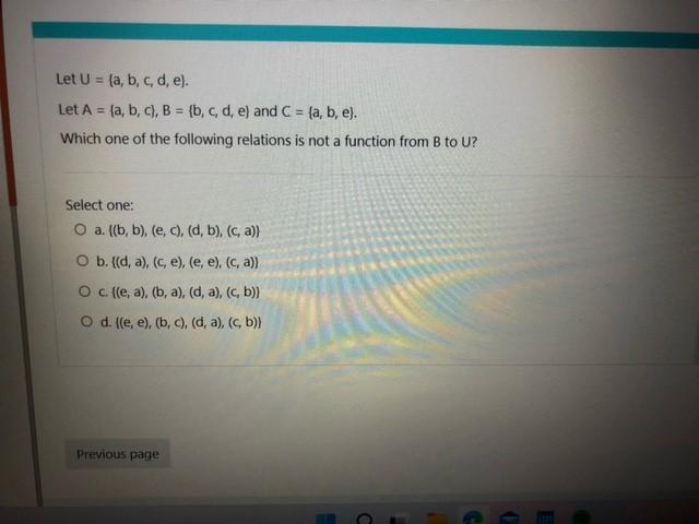 Solved Let U={a,b,c,d,e}. Let A={a,b,c},B={b,c,d,e} And | Chegg.com