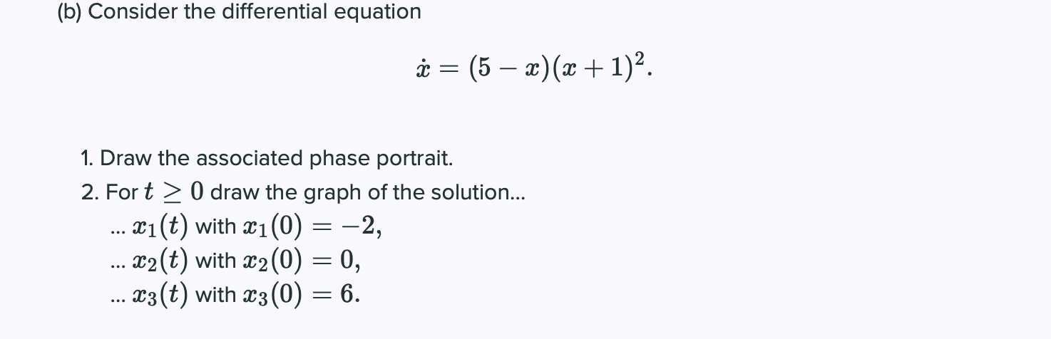 Solved (b) Consider the differential equation ů = (5 — 2)(x | Chegg.com