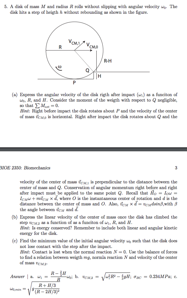 Solved 5. A Disk Of Mass M And Radius R Rolls Without | Chegg.com