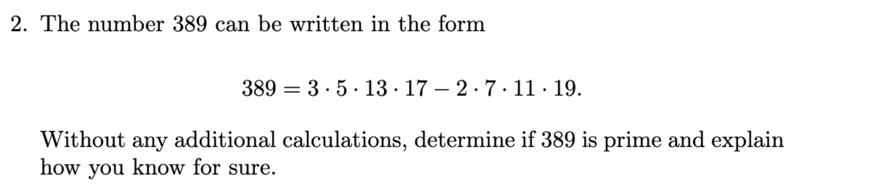 Solved 2. The number 389 can be written in the form | Chegg.com