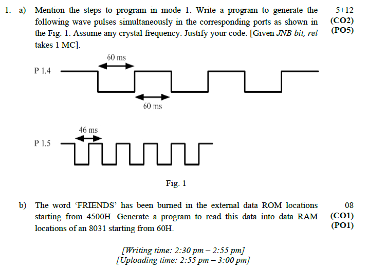 Solved A) Mention The Steps To Program In Mode 1. Write A | Chegg.com