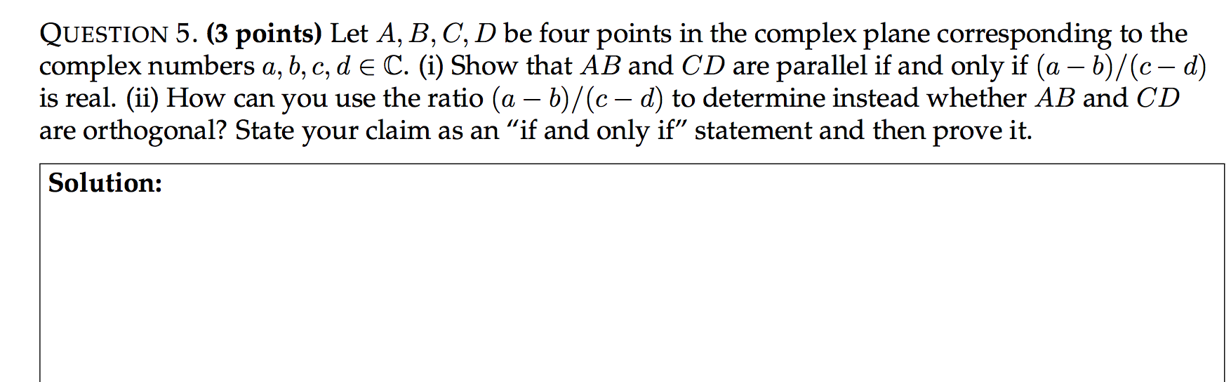 Solved QUESTION 5. (3 Points) Let A, B, C, D Be Four Points | Chegg.com