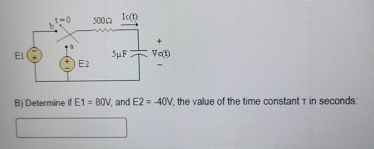 Solved B) Determine if E1=80 V, and E2 =−40 V, the value of | Chegg.com