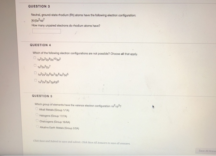 Solved QUESTION 3 Neutral, ground-state rhodium (Rh) atoms | Chegg.com