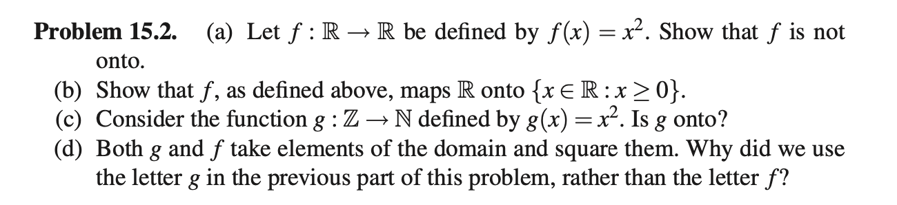 Solved Problem 15.2. (a) Let f:R→R be defined by f(x)=x2. | Chegg.com