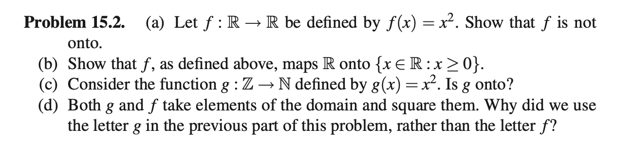 Solved Problem 15.2. (a) Let F:R→R Be Defined By F(x)=x2. | Chegg.com