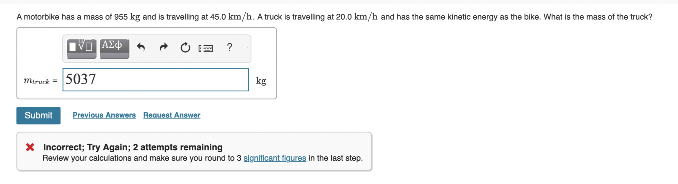 Solved S Incorrect; Try Again; 2 attempts remaining Review