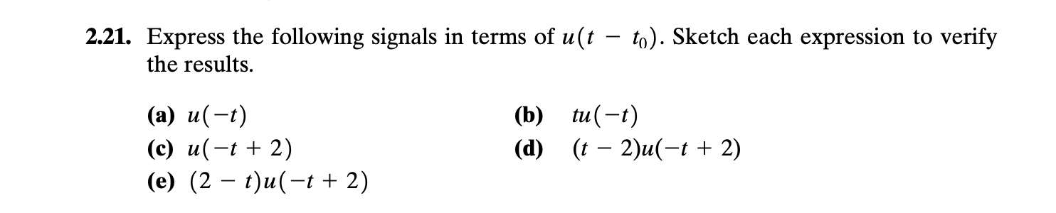 Solved 2.21. Express the following signals in terms of u(t