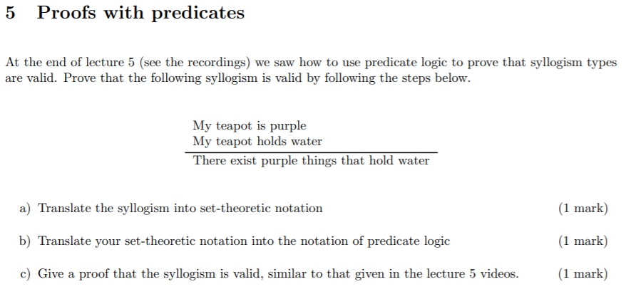 Solved 5 Proofs With Predicates At The End Of Lecture 5 See Chegg Solved 5 Proofs With Predicates At The End Of Lecture 5 See Chegg