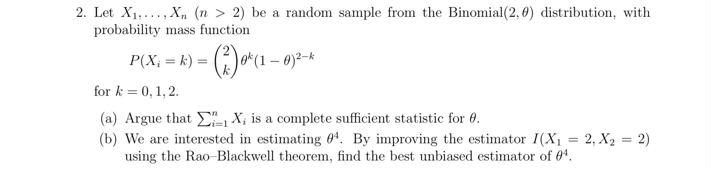 Solved 2. Let X1,…,xn(n>2) Be A Random Sample From The 