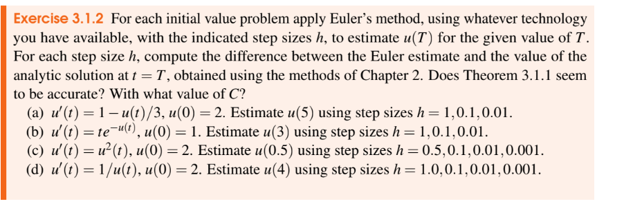 Solved Exercise 3.1.2 ﻿For each initial value problem apply | Chegg.com