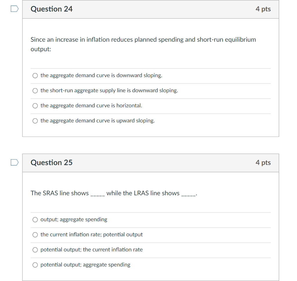 Solved Question 24 4 pts Since an increase in inflation | Chegg.com