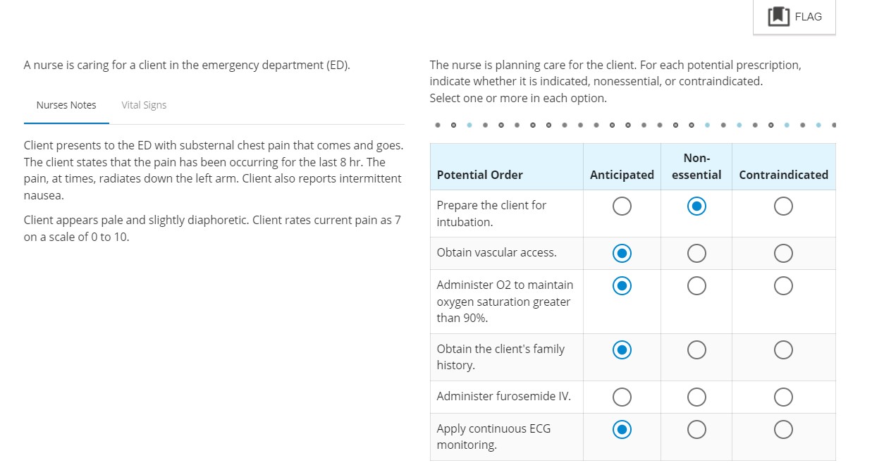 A nurse is caring for a client in the emergency
