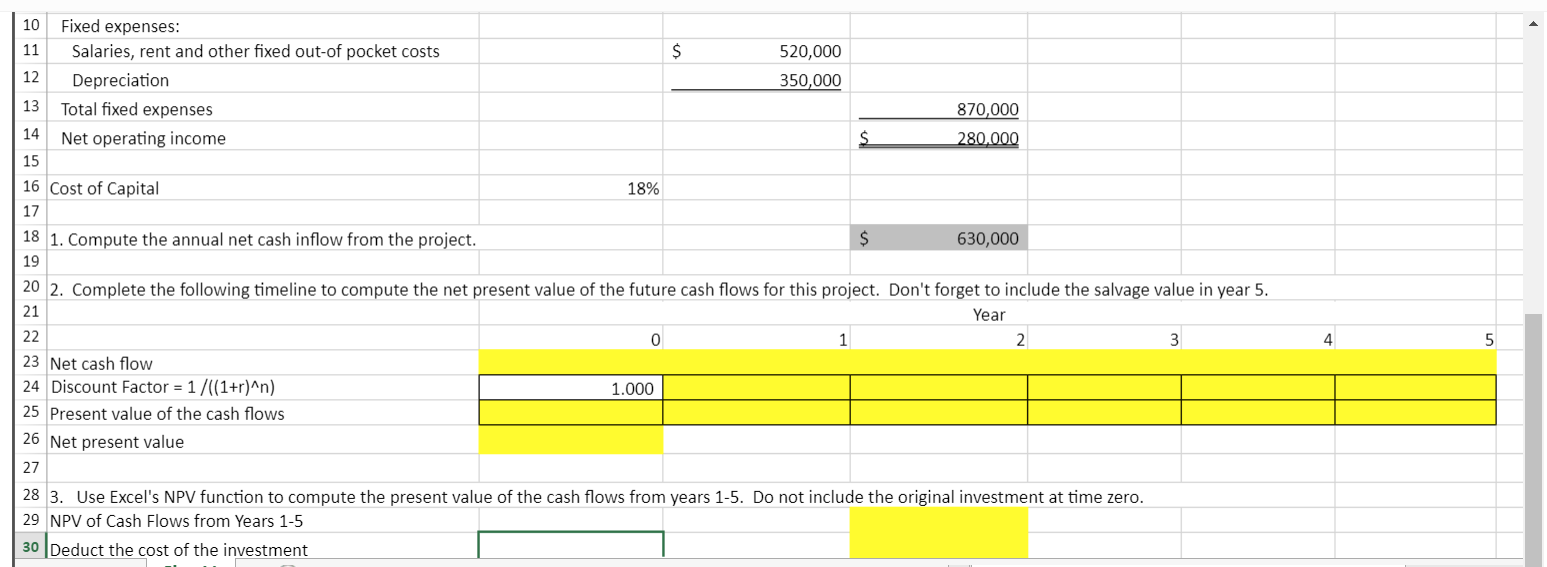 Comparison Of Capital Budgeting Methods 1. Complete | Chegg.com