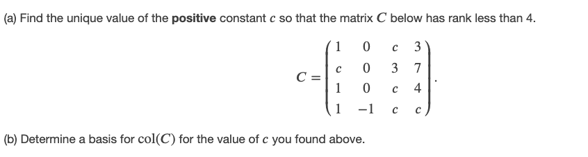 Solved Find the unique value of the positive constant 𝑐 so | Chegg.com