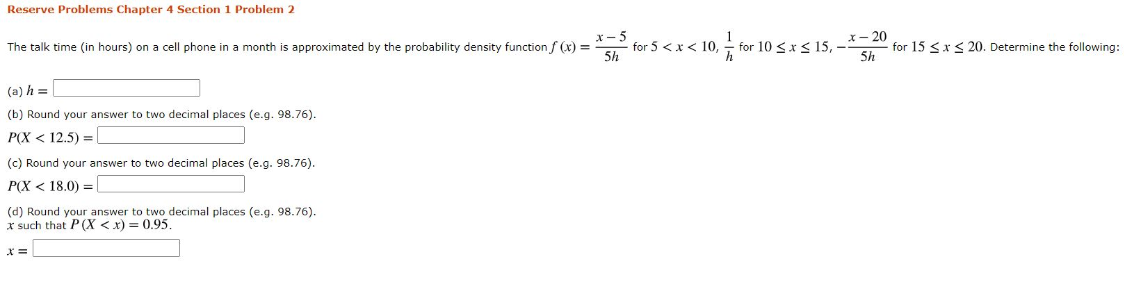 Solved Reserve Problems Chapter 4 Section 1 Problem 2 X-5 | Chegg.com