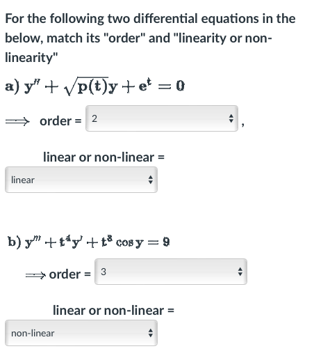 Solved For The Following Two Differential Equations In The | Chegg.com