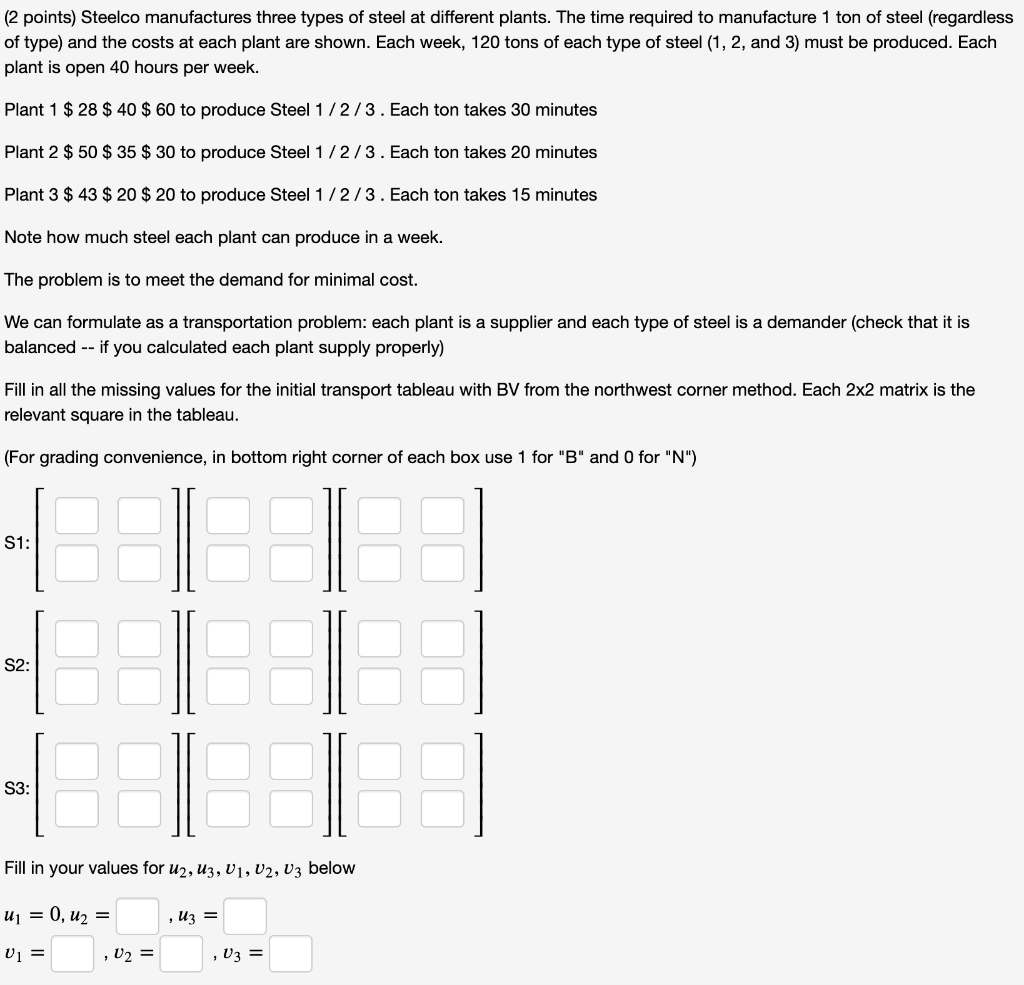 Solved Points Steelco Manufactures Three Types Of Steel Chegg Com