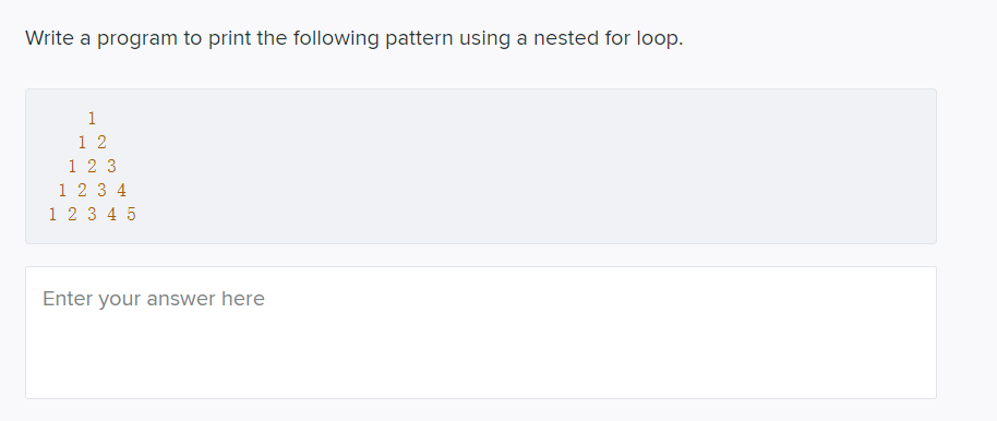 Solved Write a program to print the following pattern using | Chegg.com