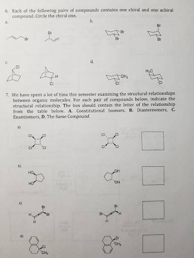 Solved 6. Each of the following pairs of compounds contains | Chegg.com